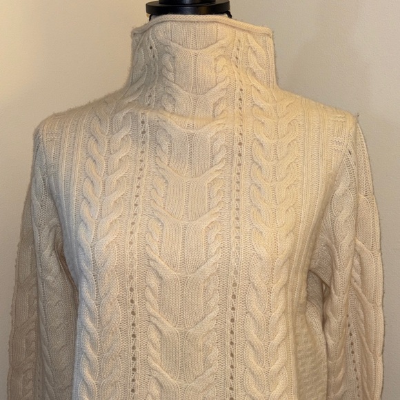 Joie 2-Ply Cashmere Cable Knit Cream Sweater Small NWT - Picture 2 of 7